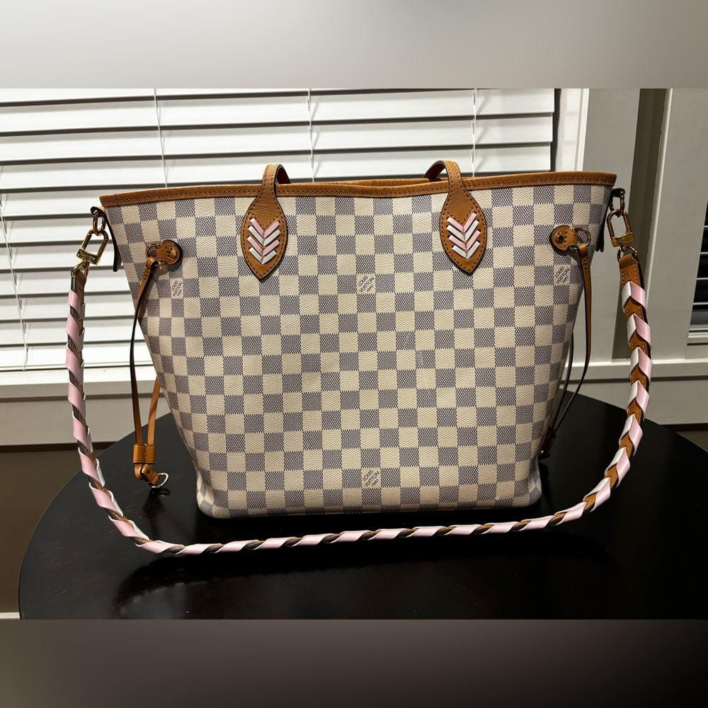 Neverfull NM Damier Azur with Braided Detail MM tote bag